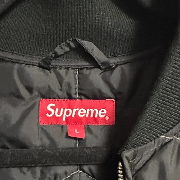 Supreme Black Quilted Bomber Jacket - Picture 2 of 8